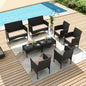 4-piece wicker conversation set with 2 rattan chairs 1 loveseat 1 coffee table removable seat cushion