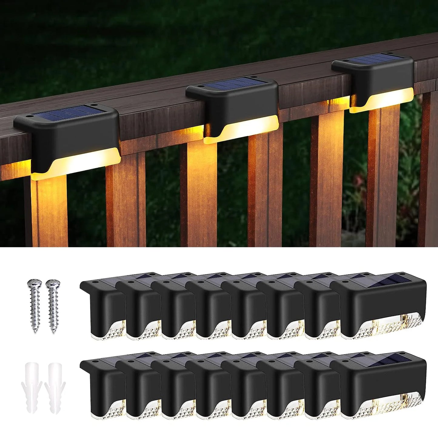 16-Pack Outdoor Solar Deck Lamp For Stairs, Steps, Fences, Yards, Patios And Paths