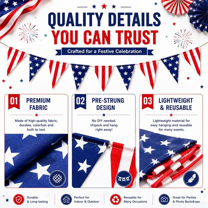 USA Flag Bunting Garland Triangle Banner