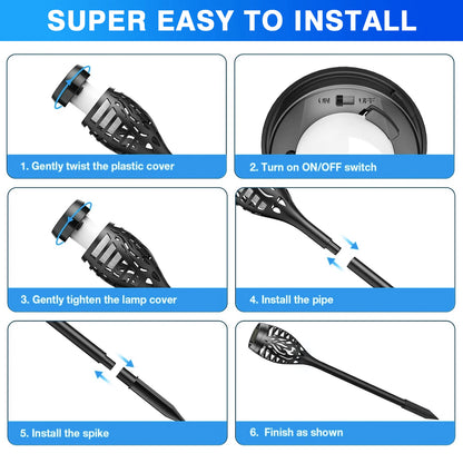 4/6/8/12Pcs Solar Flickering Outdoor Flame Torch Light