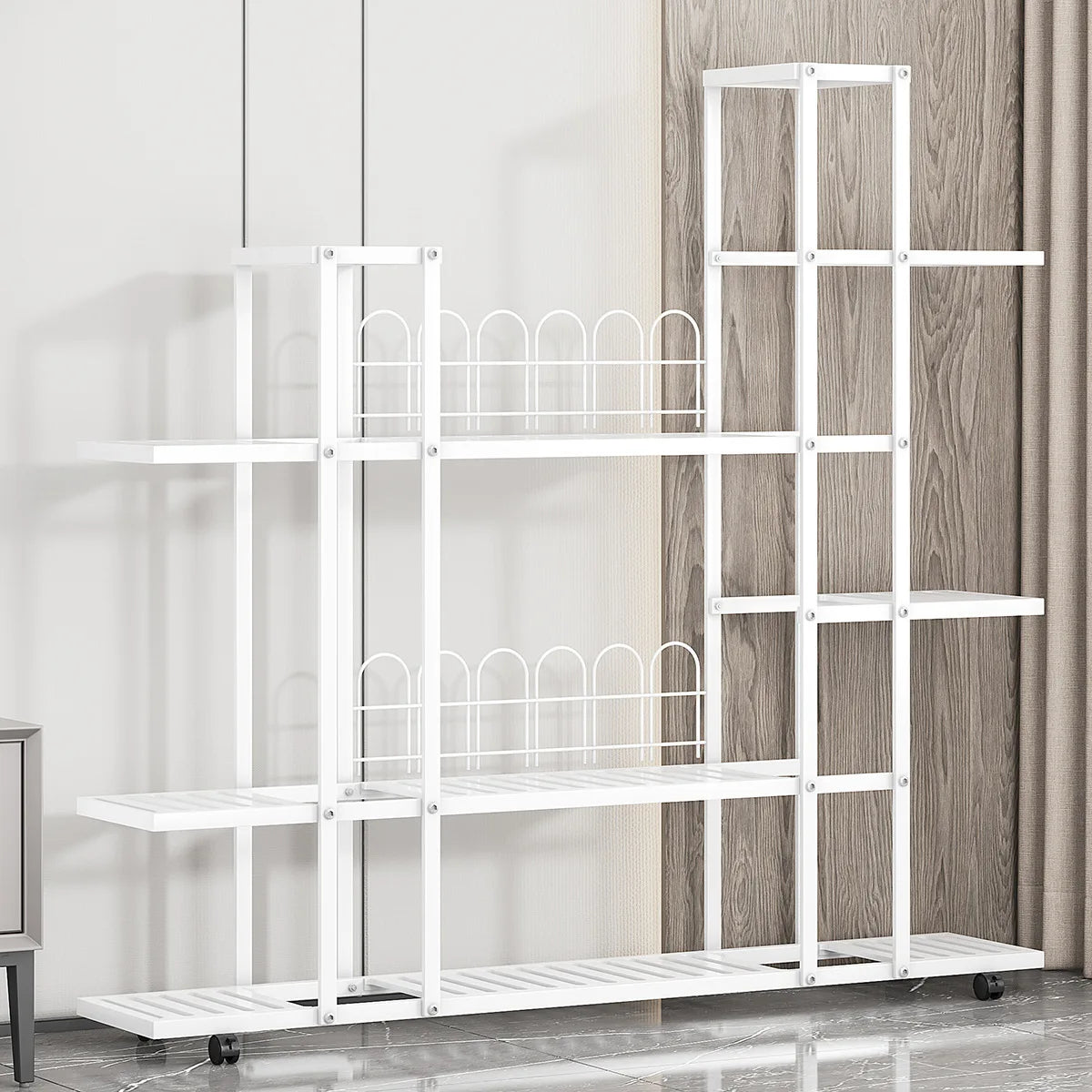 Indoor Outdoor, Wrought Iron Plant Stand w/Wheels