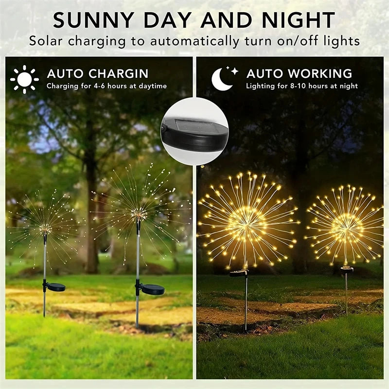 Solar Firework Lights Outdoor IP65 Waterproof Solar 8 Lighting Modes