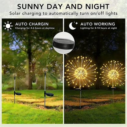 Solar Firework Lights Outdoor IP65 Waterproof Solar 8 Lighting Modes