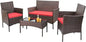 4 Pieces Outdoor Wicker Patio Furniture Set
