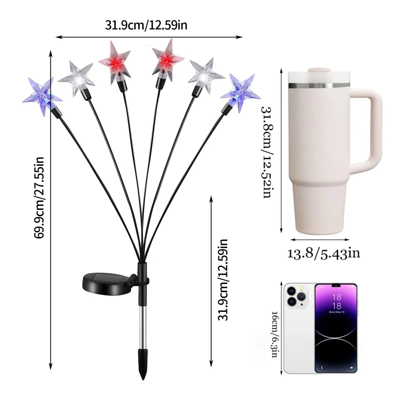 4th Of July Solar Patriotic Star Lights