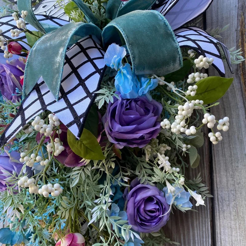 Spring Rose Butterfly Wreath