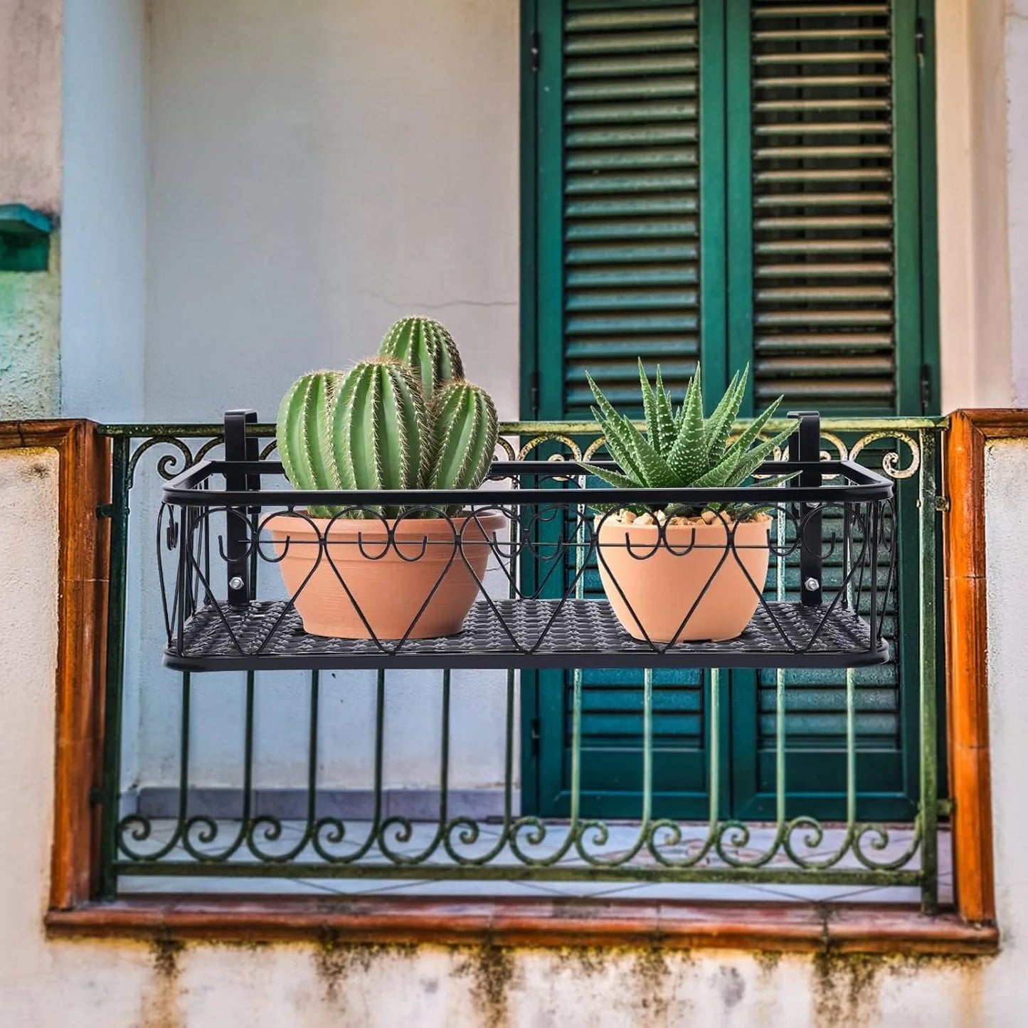 Metal Railing Planter with Hooks