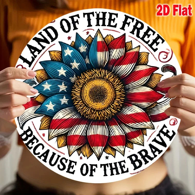 American Flag 8x8 Inch Metal Sign