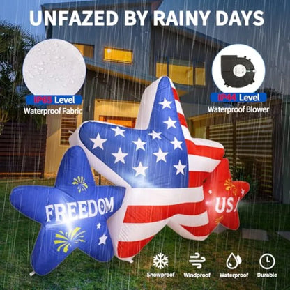 Outdoor 7FT 4th of July inflatable star decoration with bright LED lights