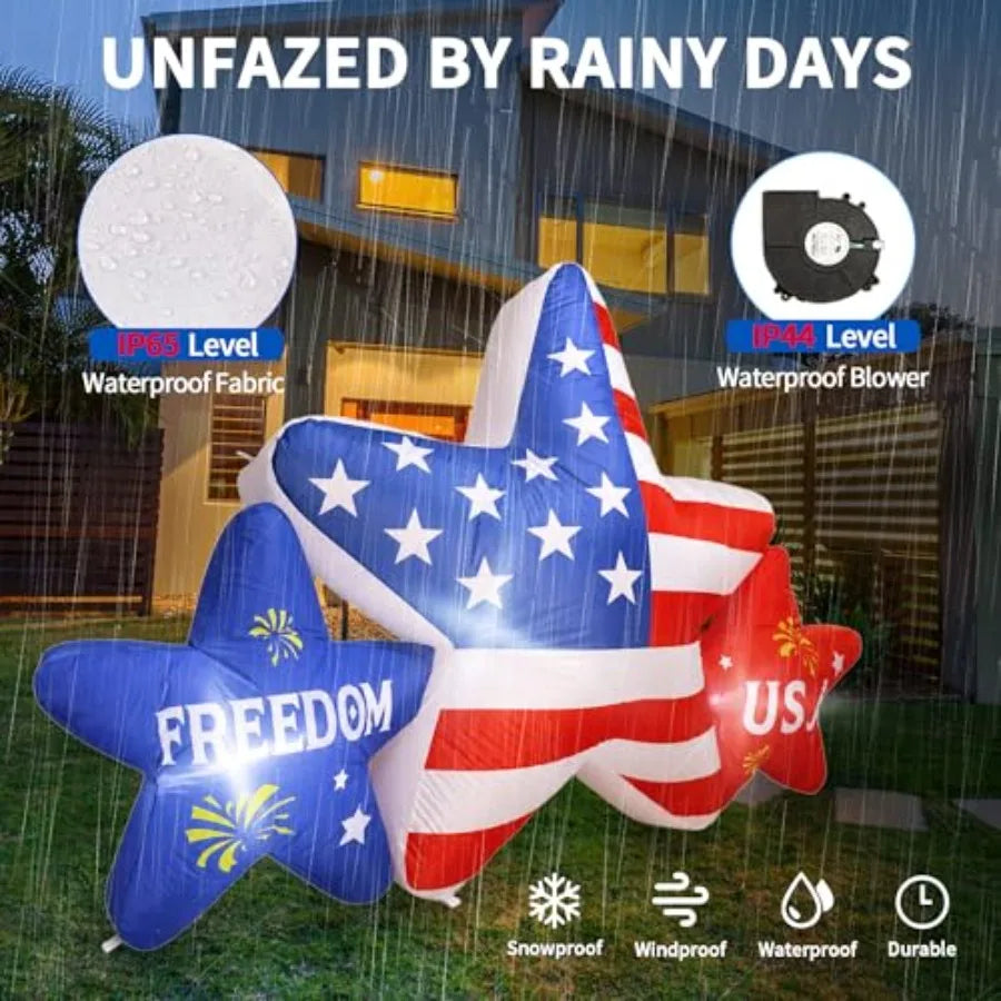 Outdoor 7FT 4th of July inflatable star decoration with bright LED lights