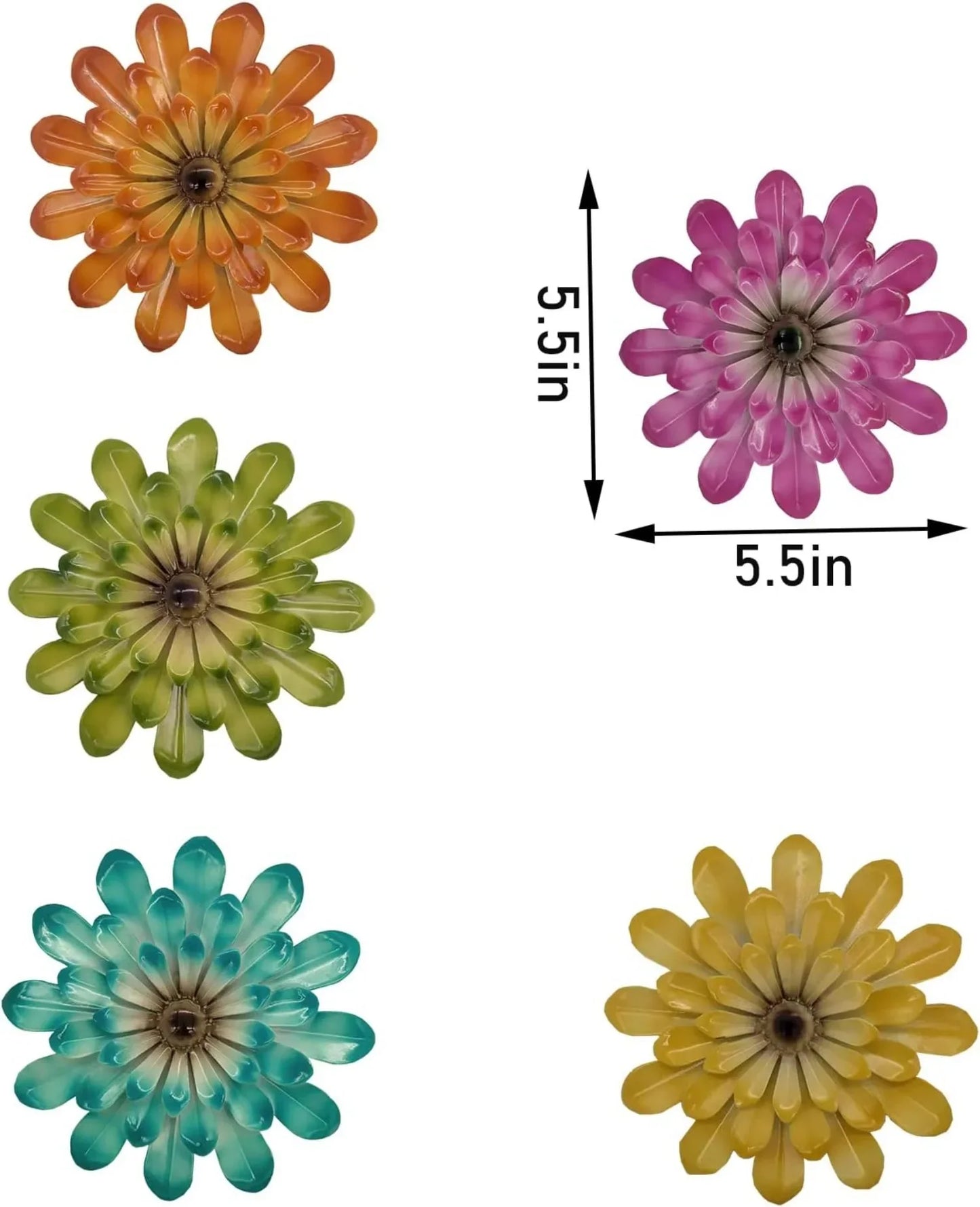 4PCS Metal Flowers Outdoor Wall Decor