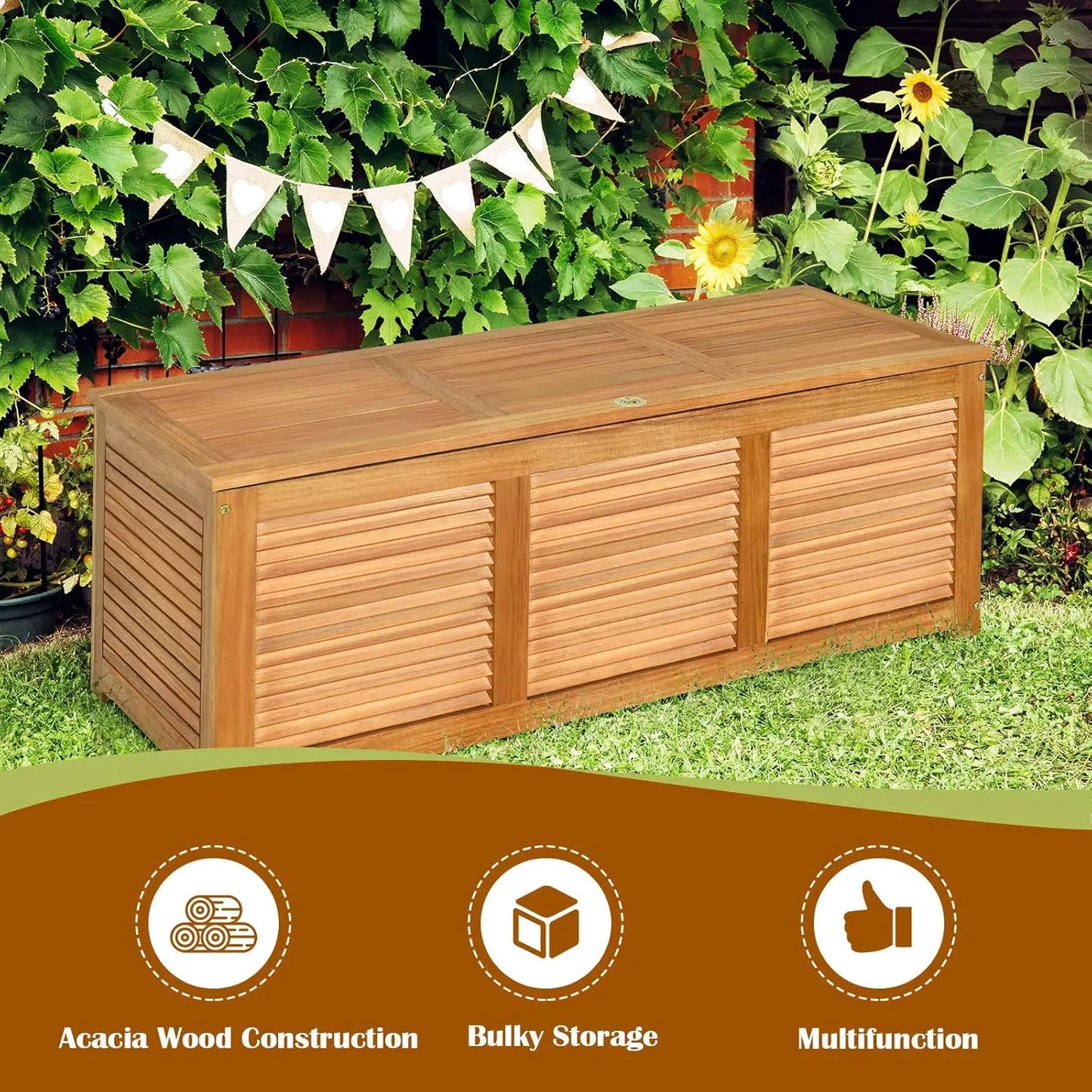 46 Gallon Acacia Wood Deck Box