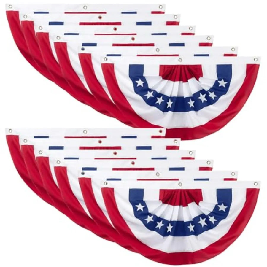 10/12 Pieces American Pleated Fan Flag, 3 X 1.5 Feet