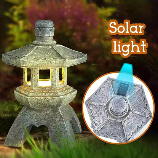 Solar LED Waterproof Resin Stone Pagoda
