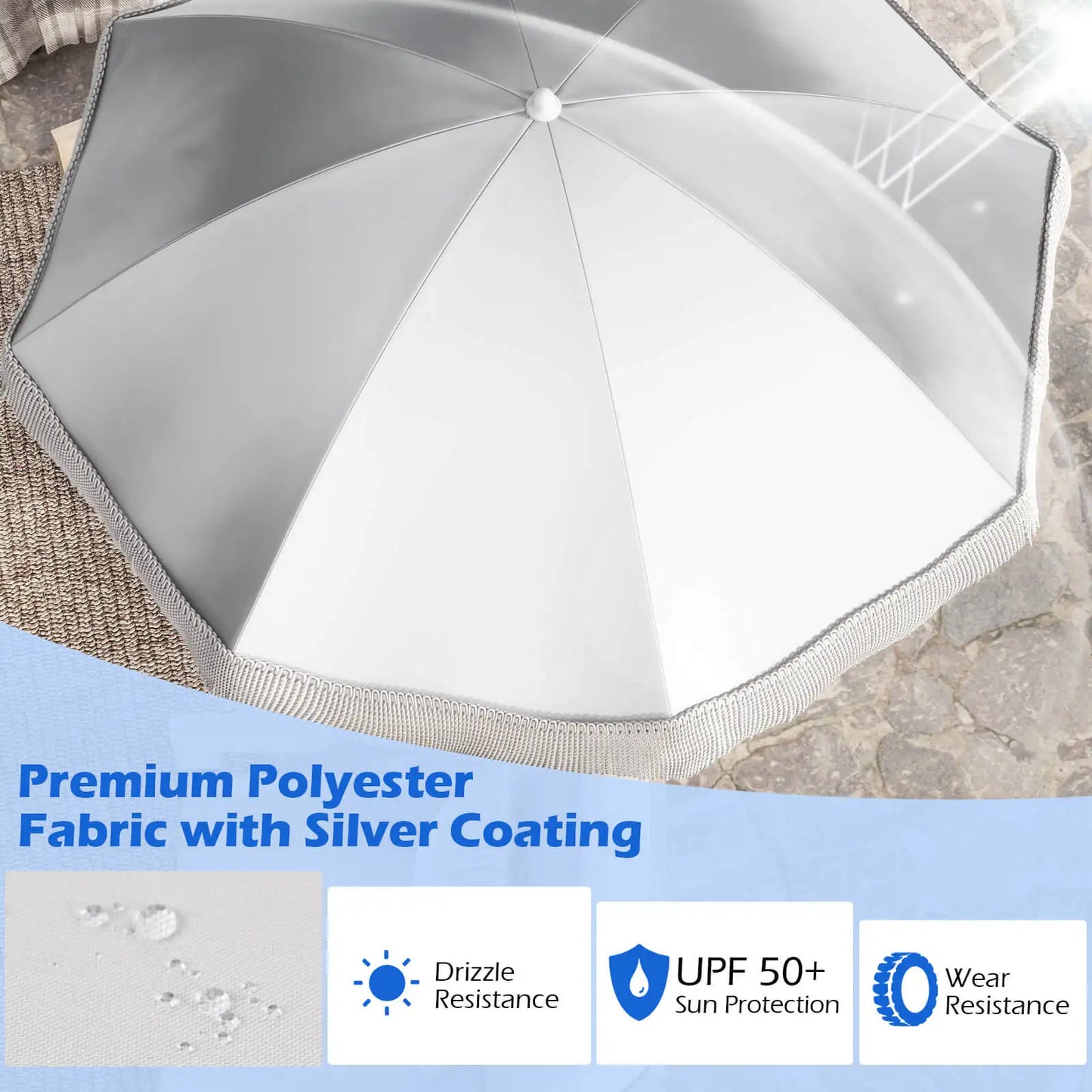 6.5 FT Outdoor Fringe Patio Umbrella w/ Carrying Bag Push Button Tilt