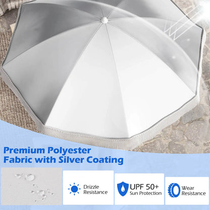 6.5 FT Outdoor Fringe Patio Umbrella w/ Carrying Bag Push Button Tilt