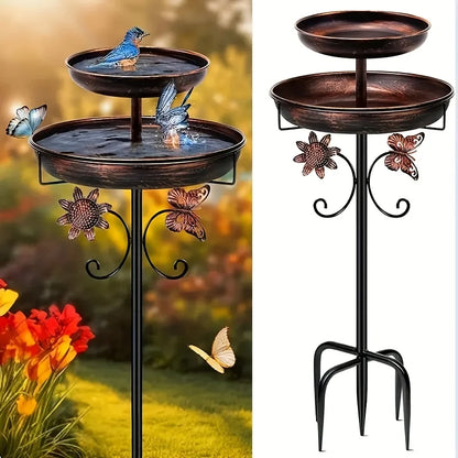 Heavy-Duty Metal Double-Layer Bird Bath