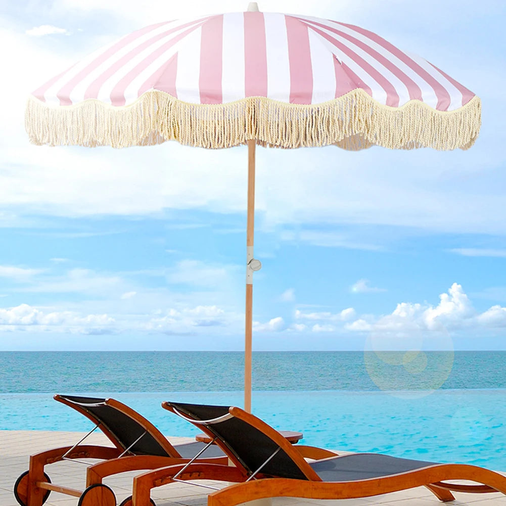 Striped Patio Umbrella with Tilt Pole