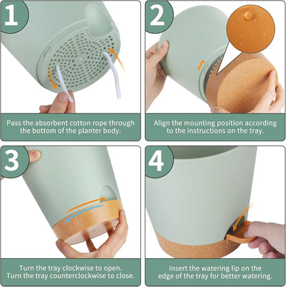 Self Watering Plant Pots 7/6.5/6/5.5/5 Inch with Drainage Holes