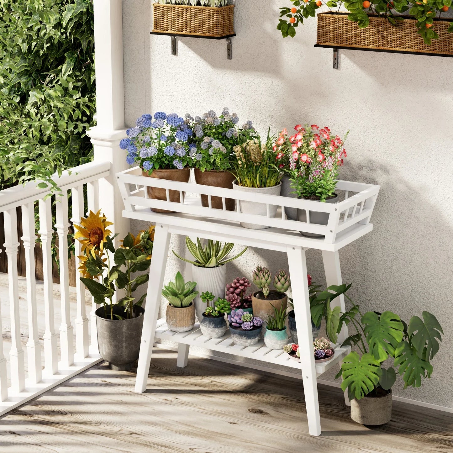 2 Tier Bamboo Plant Stand