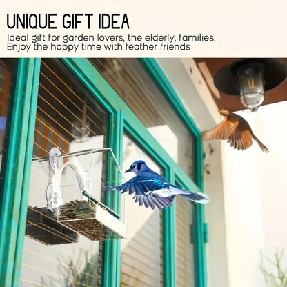Transparent Bird Feeder for Outdoor Window with Strong Suction Cups