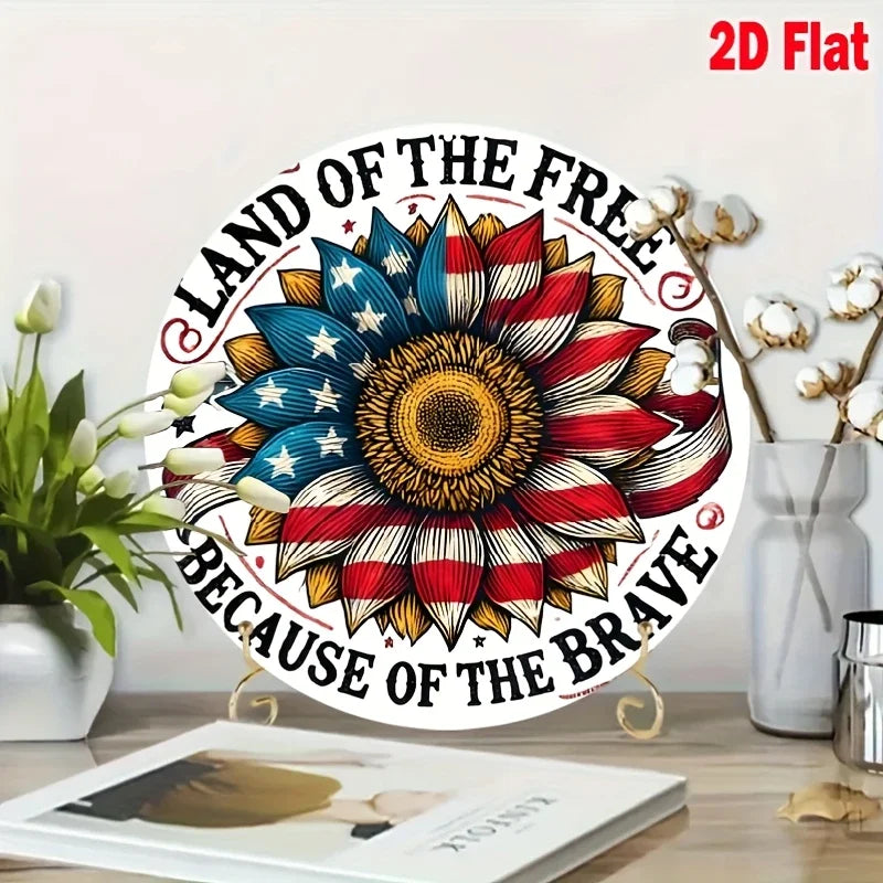 American Flag 8x8 Inch Metal Sign