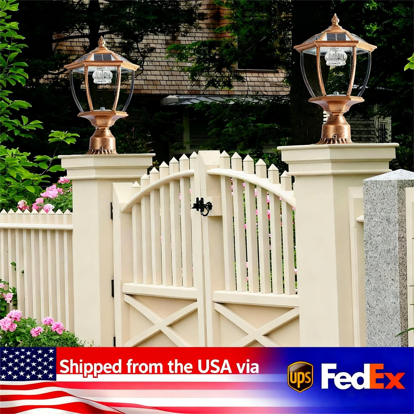 Vintage Solar LED Post Light with Automatic On/Off (2-pack)