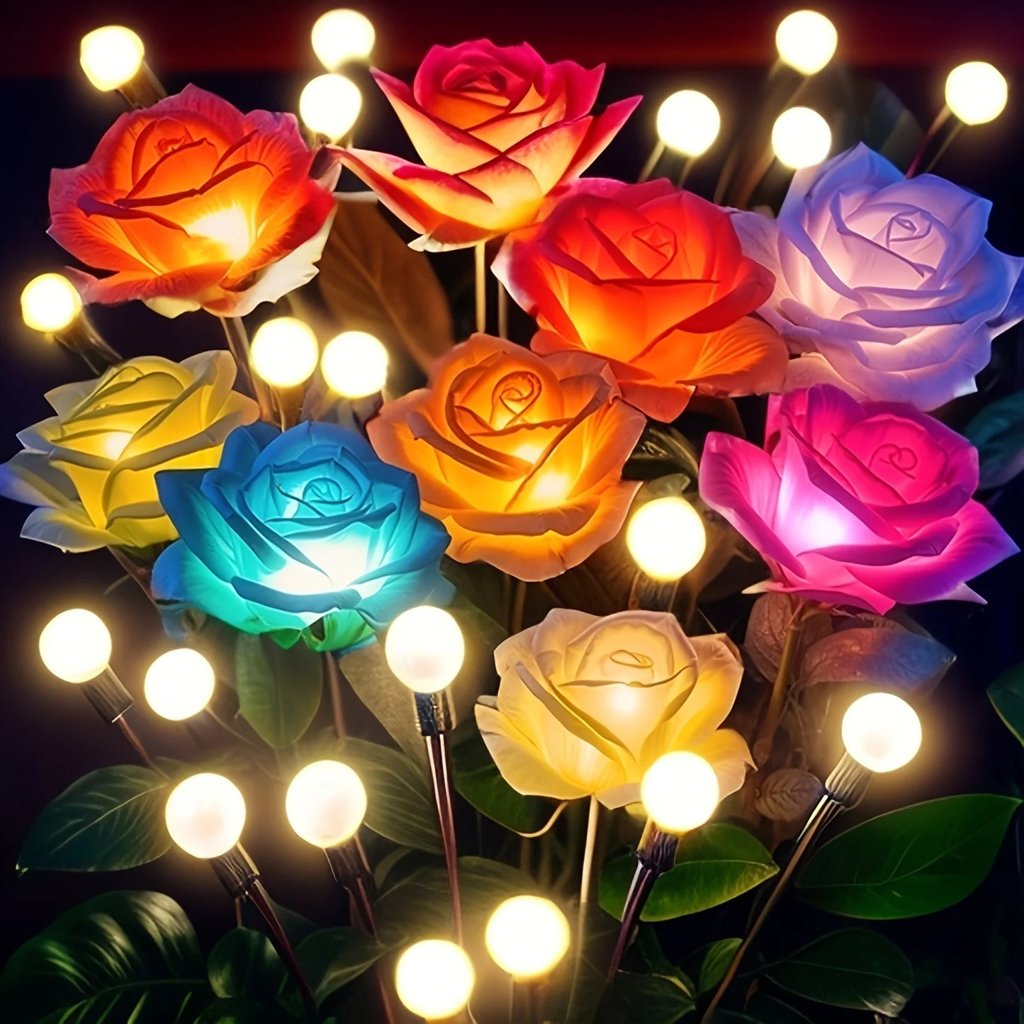 2/4 Pack Solar Rose & Firefly Swing Lights