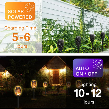 4/6/8/12Pcs Solar Flickering Outdoor Flame Torch Light