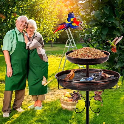 Heavy-Duty Metal Double-Layer Bird Bath