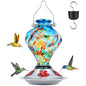 Hand Blown Glass Hummingbird Feeders for Outdoors