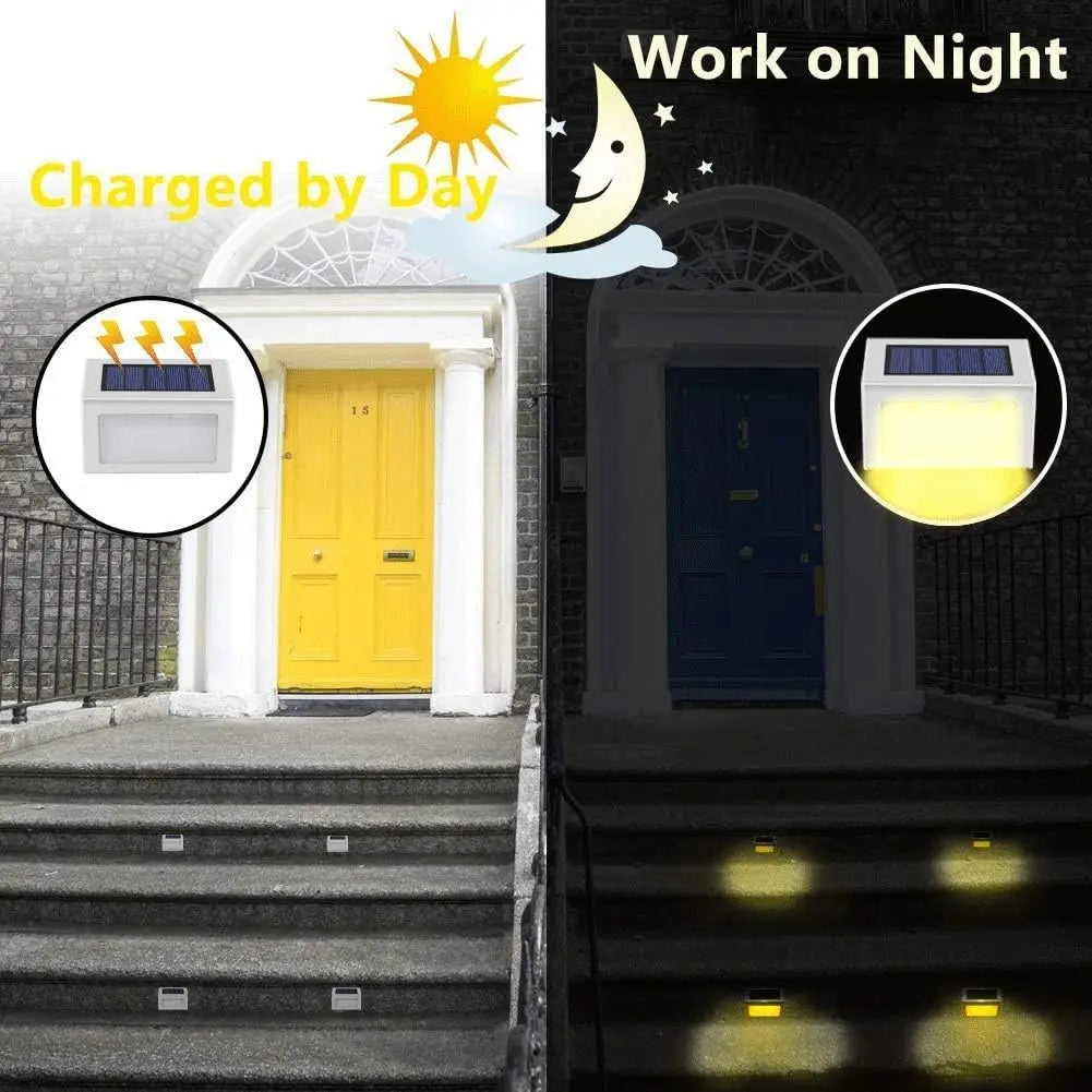 LED Solar Lights for Steps Deck Solar Stair Light Outdoor Waterproof Stainless Steel