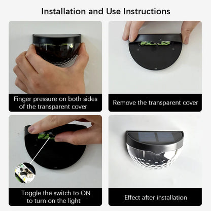 2PCS Solar Wall Lamp, 6LEDs Outdoor Waterproof Solar Light