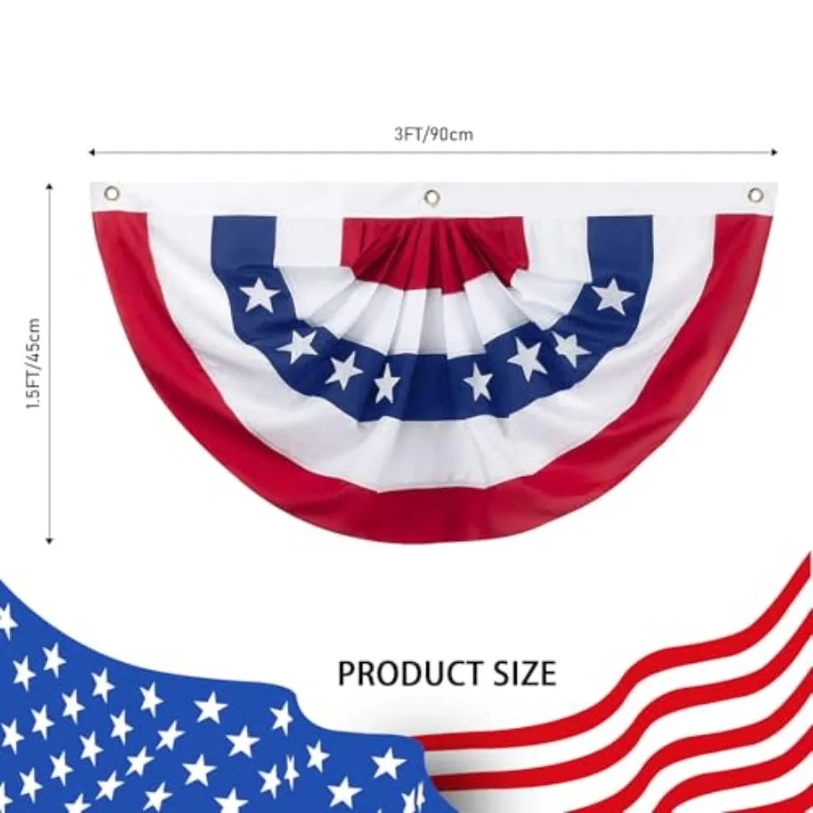 10/12 Pieces American Pleated Fan Flag, 3 X 1.5 Feet