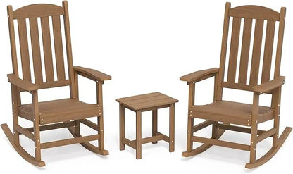 All Weather Resistant Outdoor Rocking Chairs Set of 3, 2 Chairs & 1 Table
