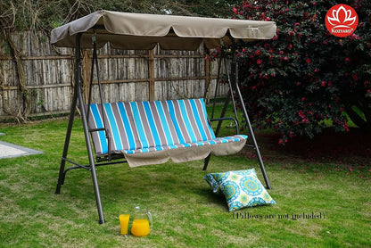 Patio Swing with Strong Steel Frame, Adjustable Canopy and Removable Cushion