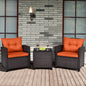 3 PCS Patio Rattan Furniture Set with Cushions