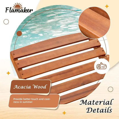 2-Piece Outdoor Acacia Wood Chaise Lounge Set