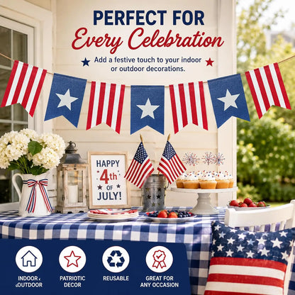 Patriotic Stars & Stripes Bunting Banner