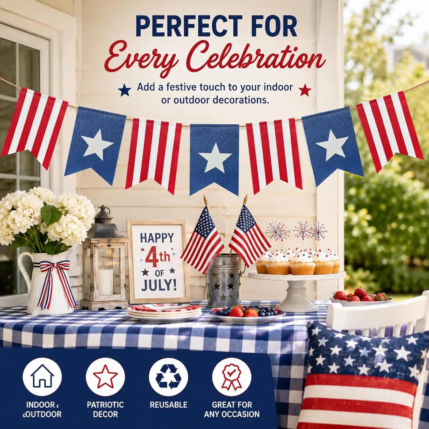 Patriotic Stars & Stripes Bunting Banner