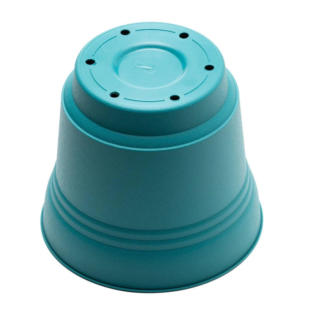 Durable Round Resin Planter with Drainage Holes Matching Saucer
