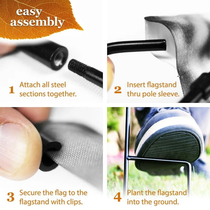 Combo Pack Garden Flag Stand Black 36 x 16 and Fall Garden Flag 12x18