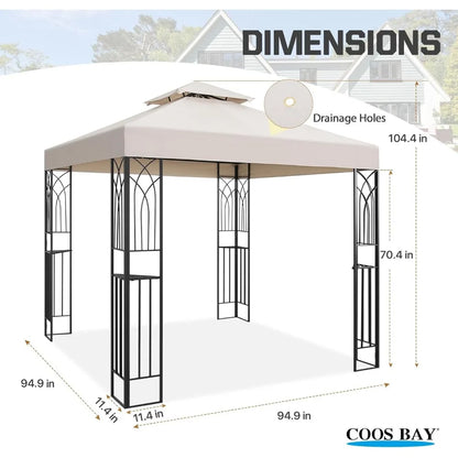 8x8 Outdoor Patio Gazebo with Corner Shelves, Two-Tier Soft Top Canopy