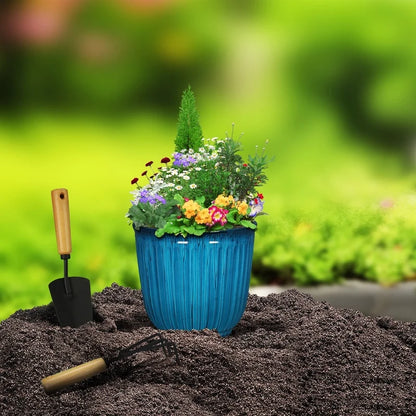 Recycled Plastic Round Planter with Drainage Holes