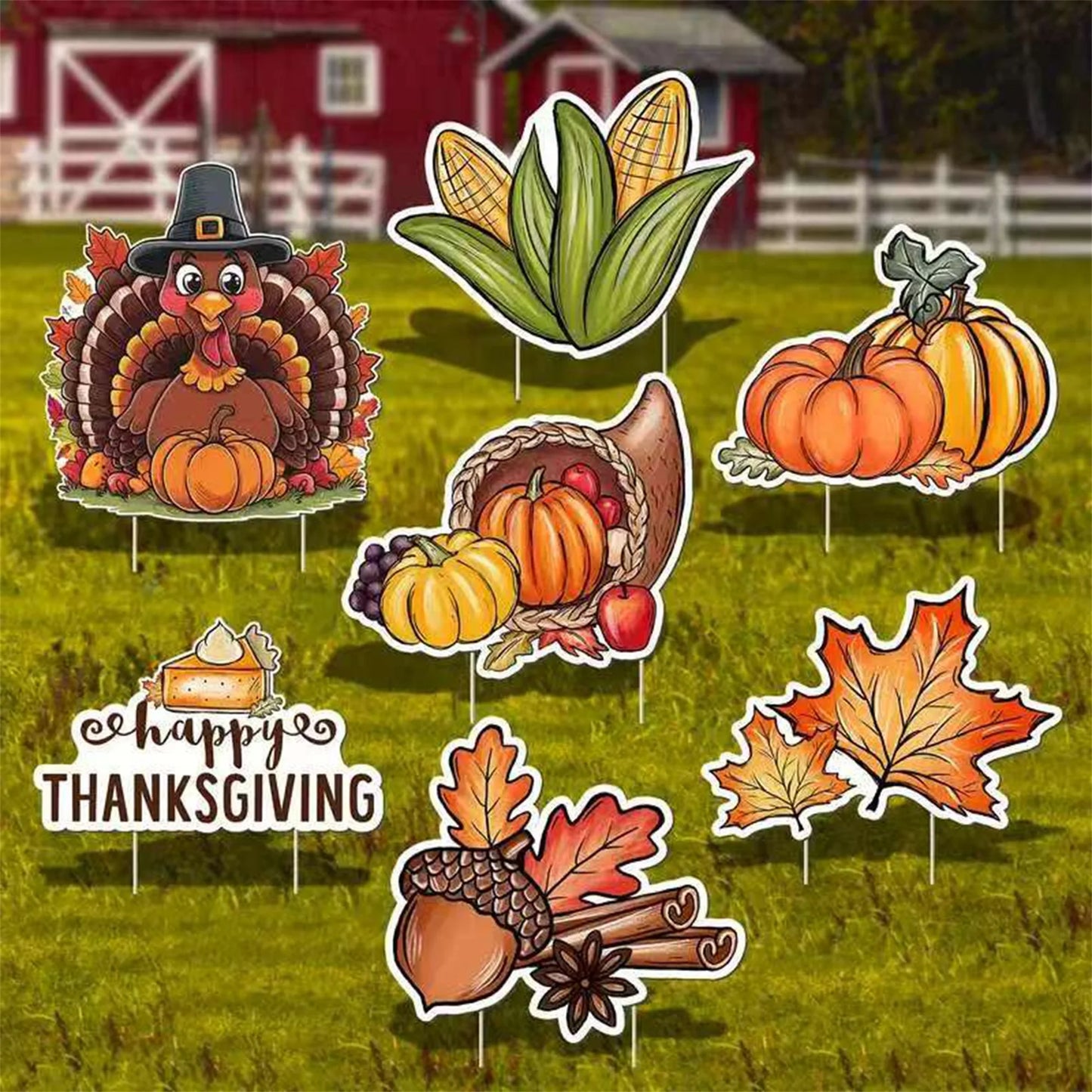 6 Piece Set Thanksgiving Yard Sign
