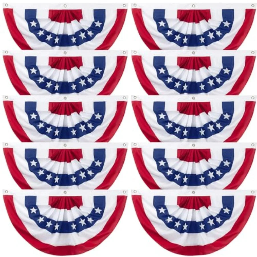 10/12 Pieces American Pleated Fan Flag, 3 X 1.5 Feet