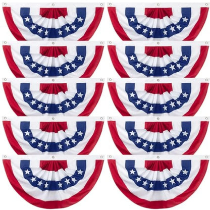 10/12 Pieces American Pleated Fan Flag, 3 X 1.5 Feet
