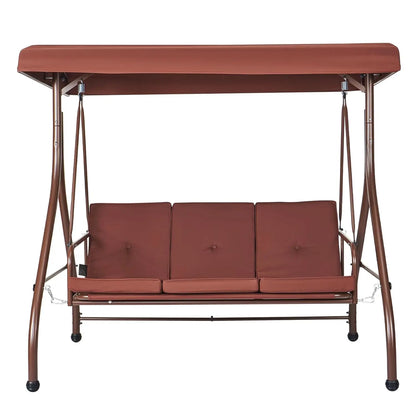 3-Seat Patio Swing Chair, with Removable Thick Cushions