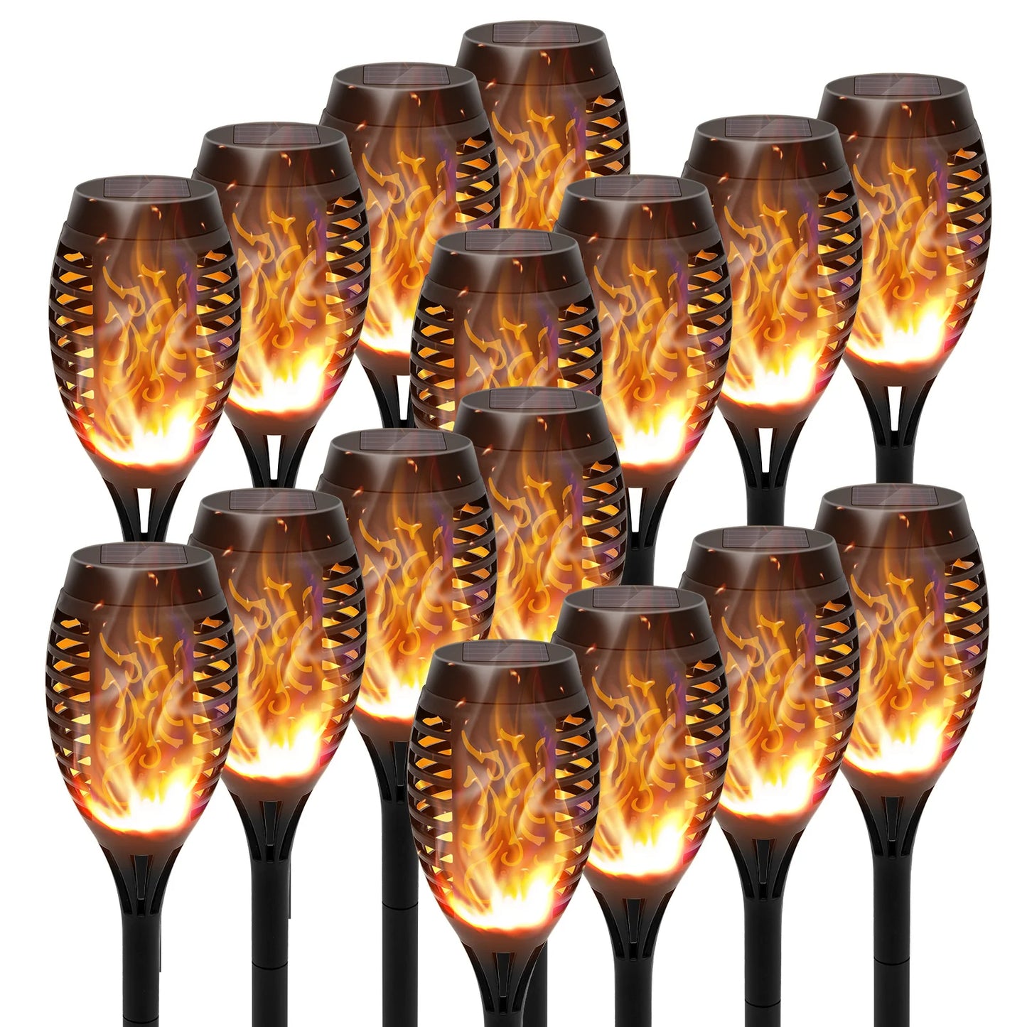 4/6/8/12Pcs Solar Flickering Outdoor Flame Torch Light