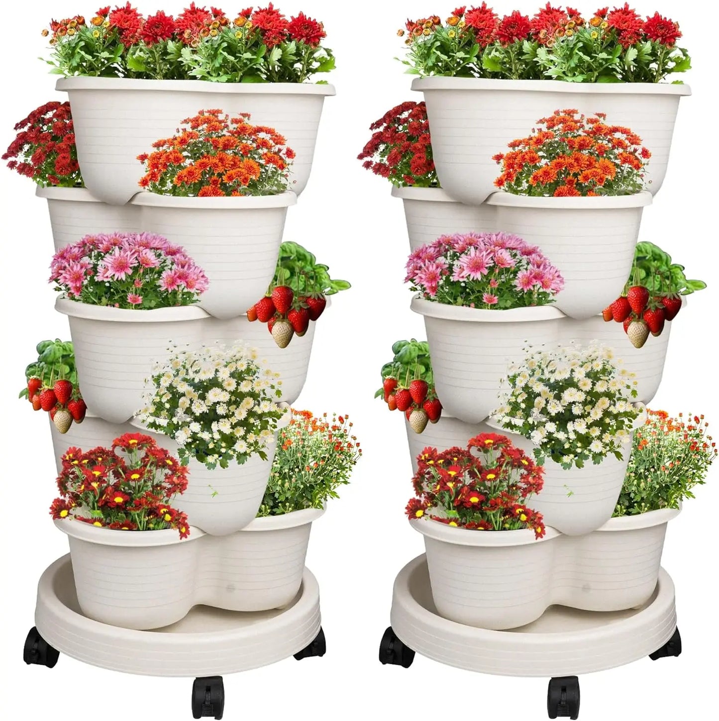 2 Pack Stackable 5-Tier Vertical Garden Planter